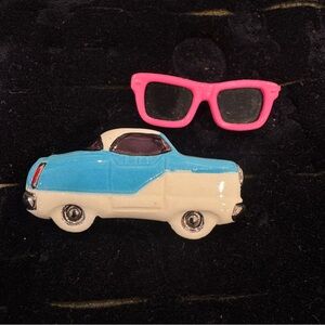 Vintage Pins Collection Lot of 2 Classic Car Pink Sunglasses Lapel Pin Brooch